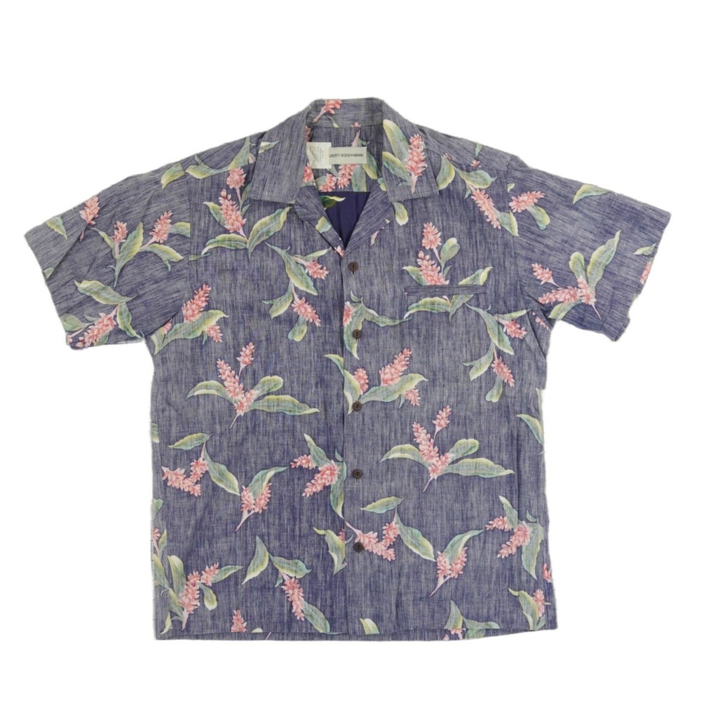 Liberty House of Hawaii Mens Size Small Blue Floral Cotton Aloha Shirt Vintage